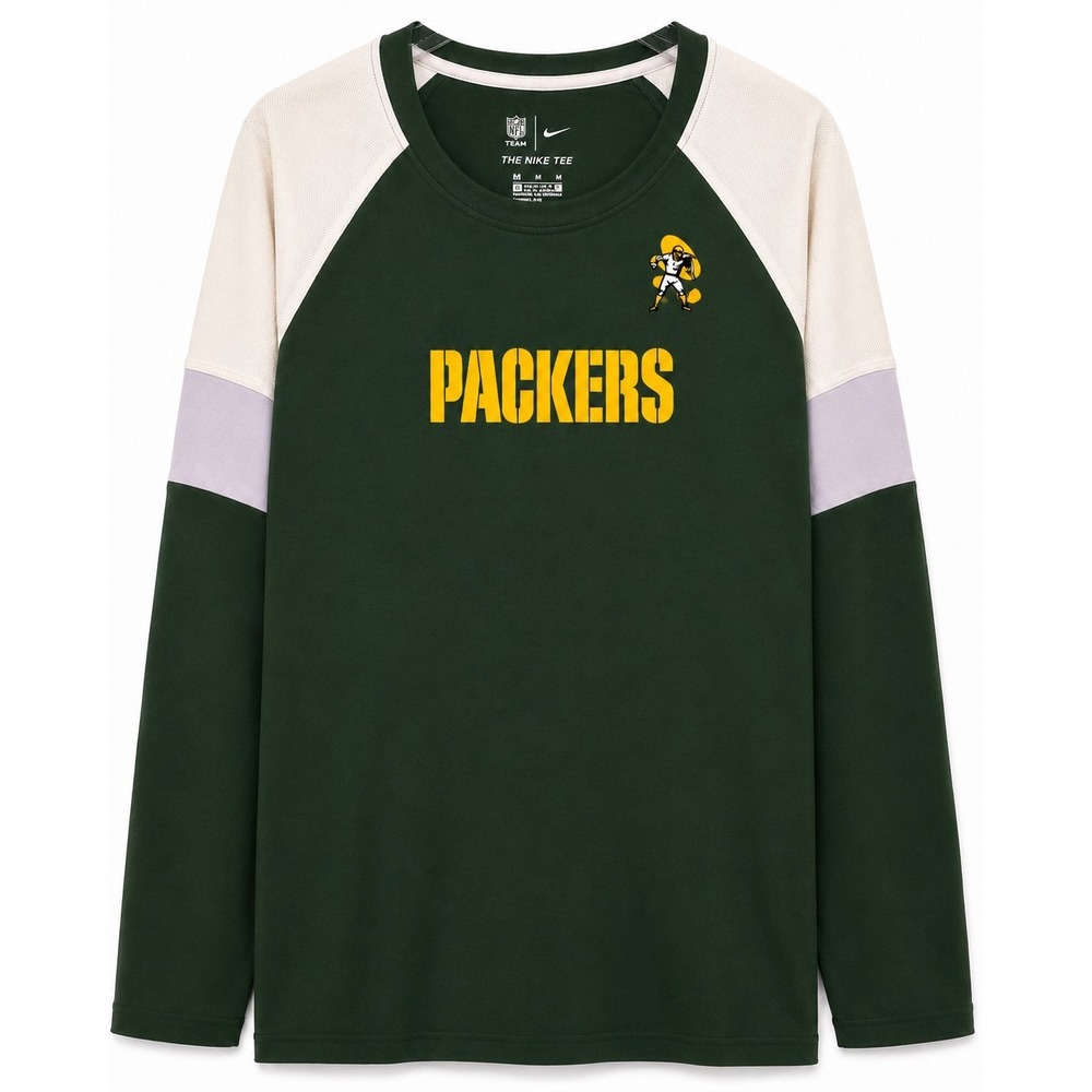 Nike Green and White Packers Long Sleeve Shirt